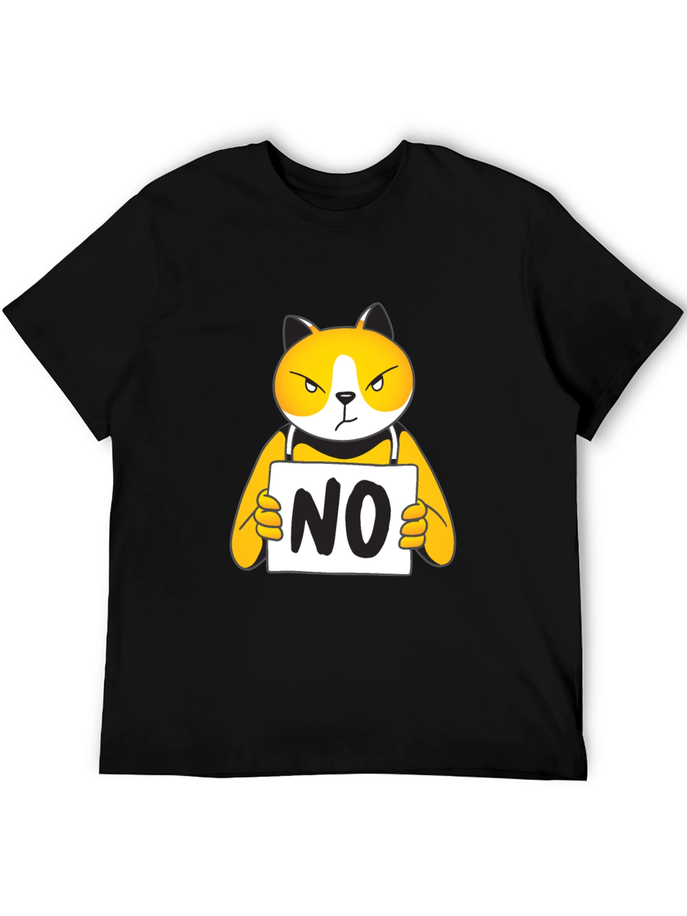 Black Funny 'NO' Cat Graphic T-Shirt view 5