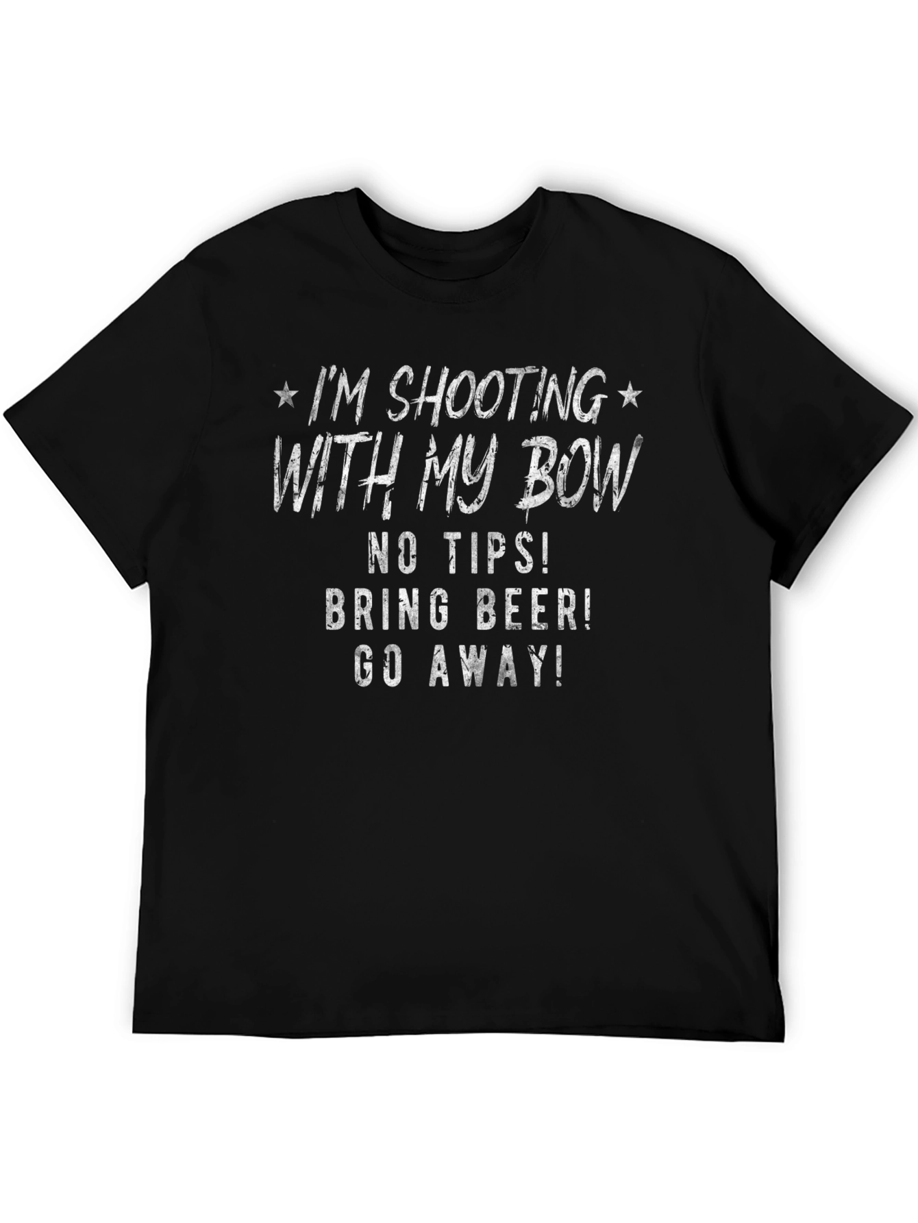 Black Shooting Bow T-Shirt - No Tips, Bring Beer view 5