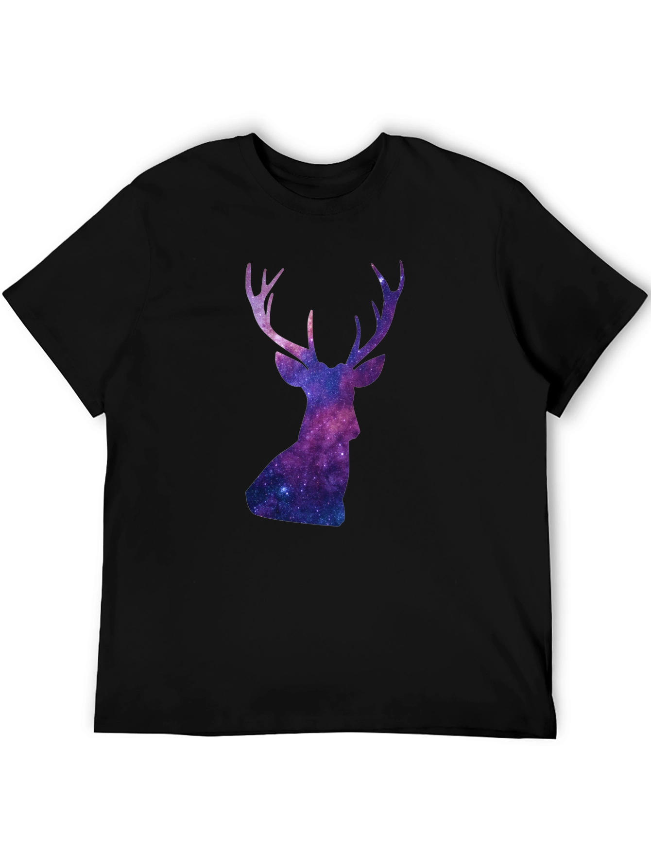Black Cosmic Deer Graphic Tee - Black Cotton Blend view 5