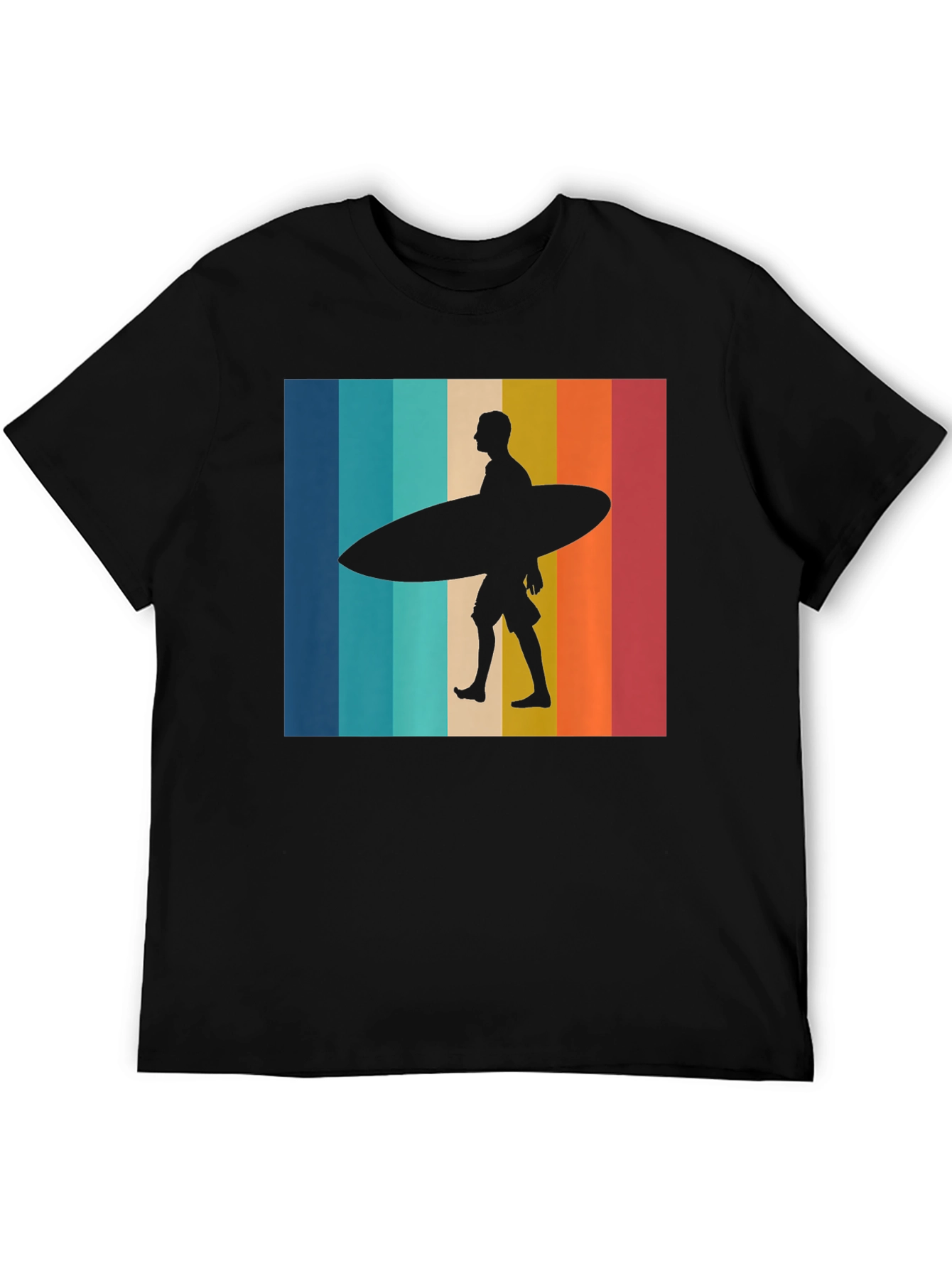 Black Retro Surfer Graphic Tee - Black Cotton T-Shirt view 5