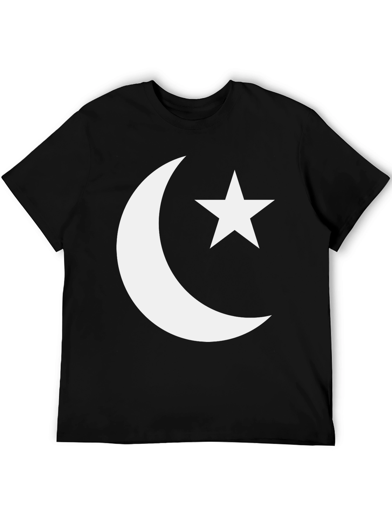 Black Crescent Moon & Star Graphic Tee - Black Cotton Blend view 5