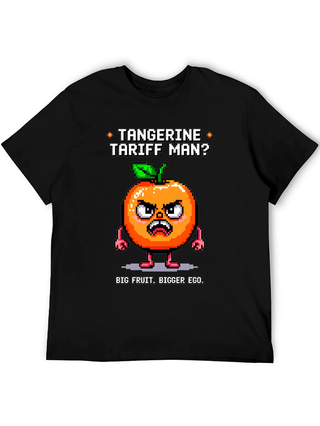 Black Tangerine Tariff Man Black T-Shirt view 5