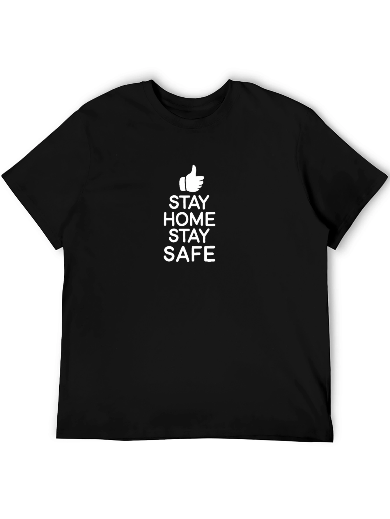Black Stay Home Stay Safe Graphic T-Shirt view 5