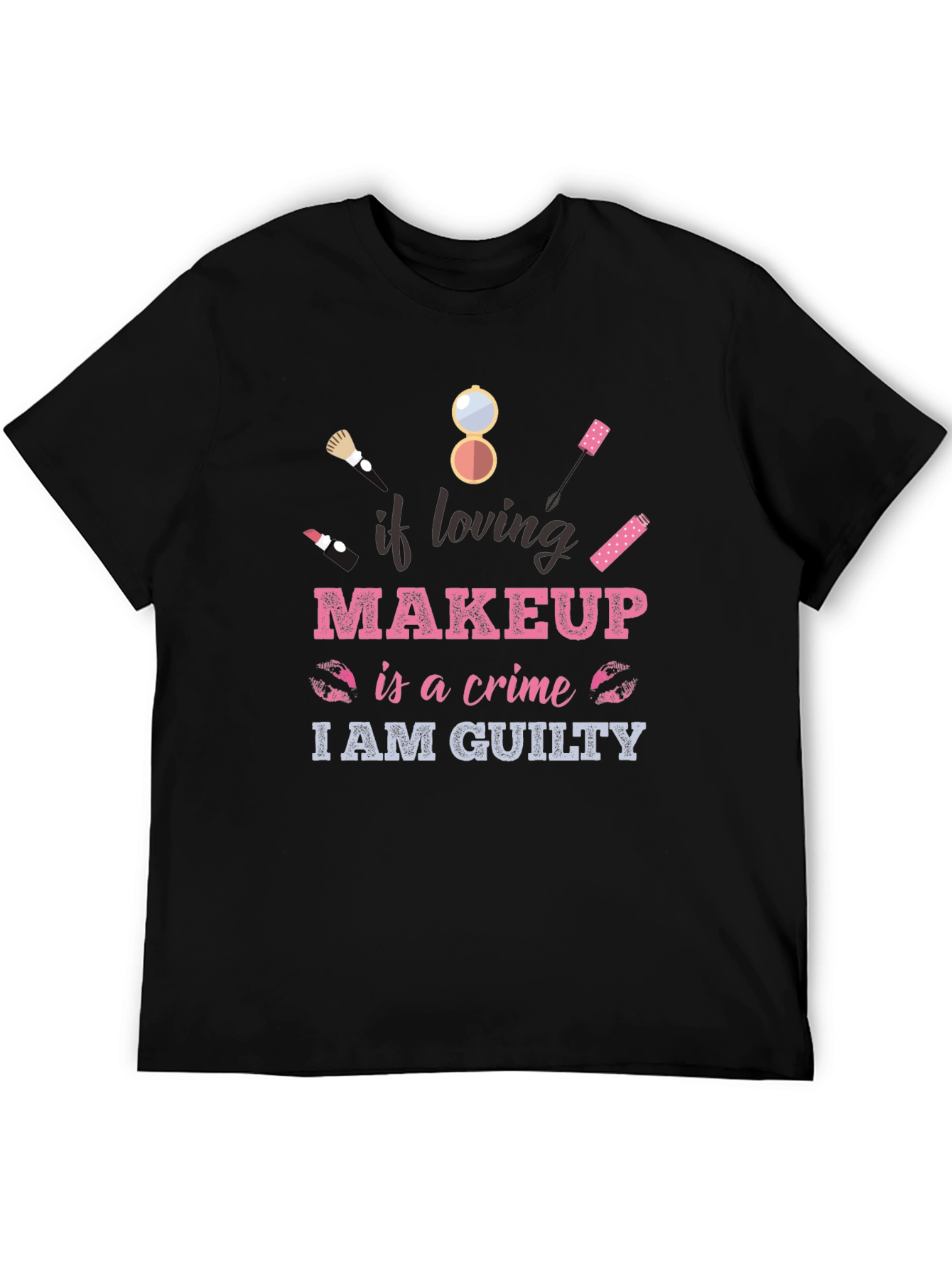 Black Makeup Lover Guilty T-Shirt - Cotton Blend Tee view 5