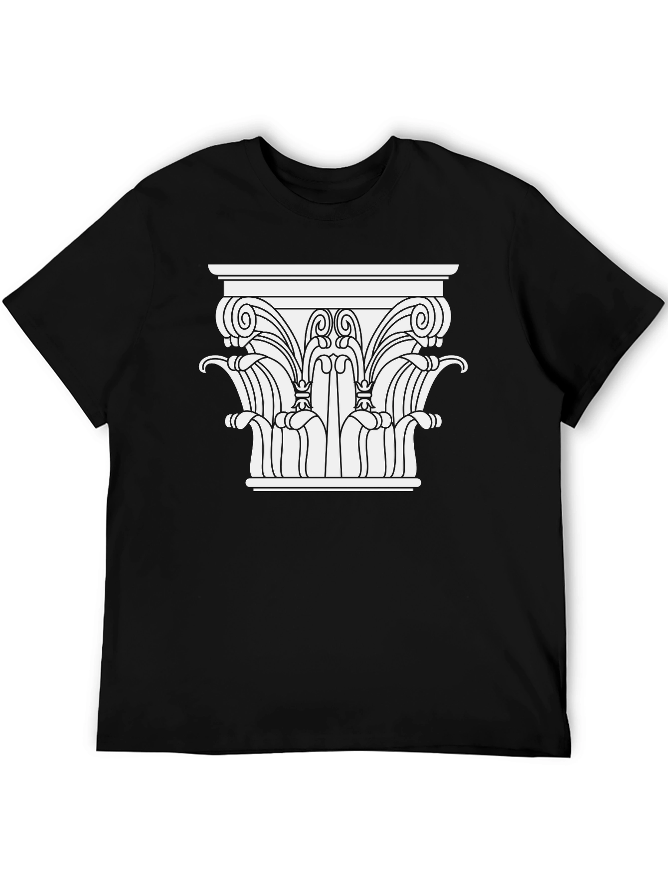 Black Ancient Column Graphic Tee - Black Cotton Blend view 5