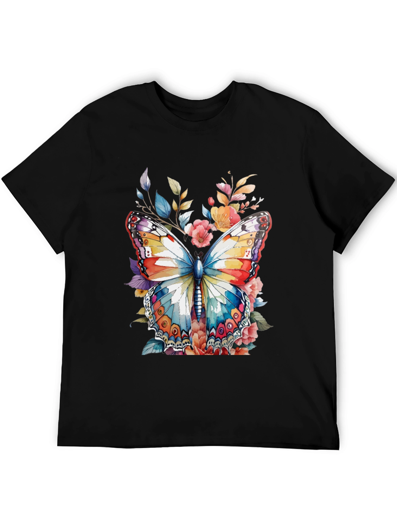Black Butterfly Floral Graphic Print Men's Tee view 5
