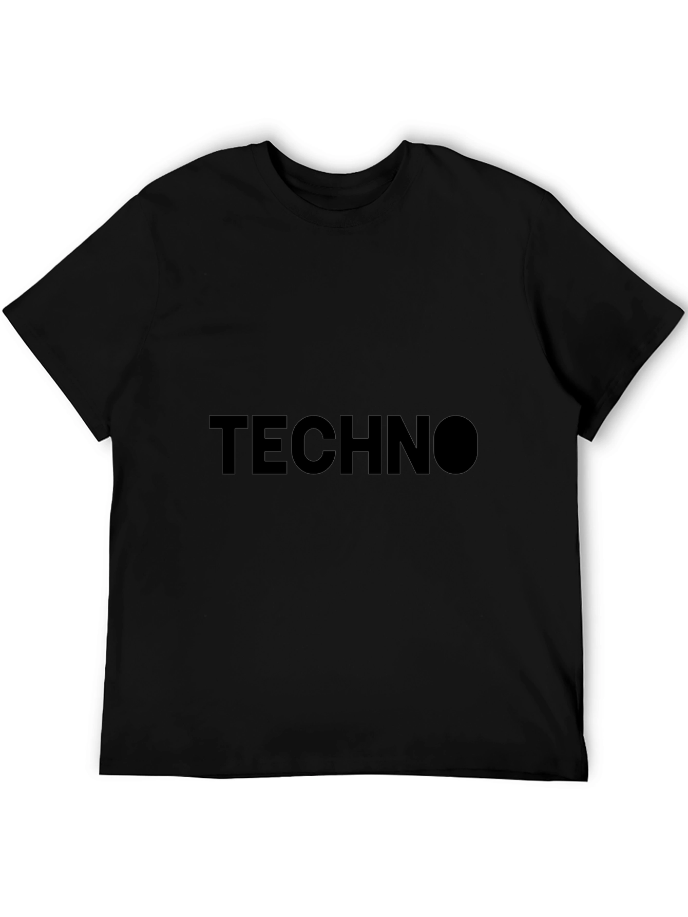 Black Techno Black T-Shirt - Modern Minimalist Style view 5