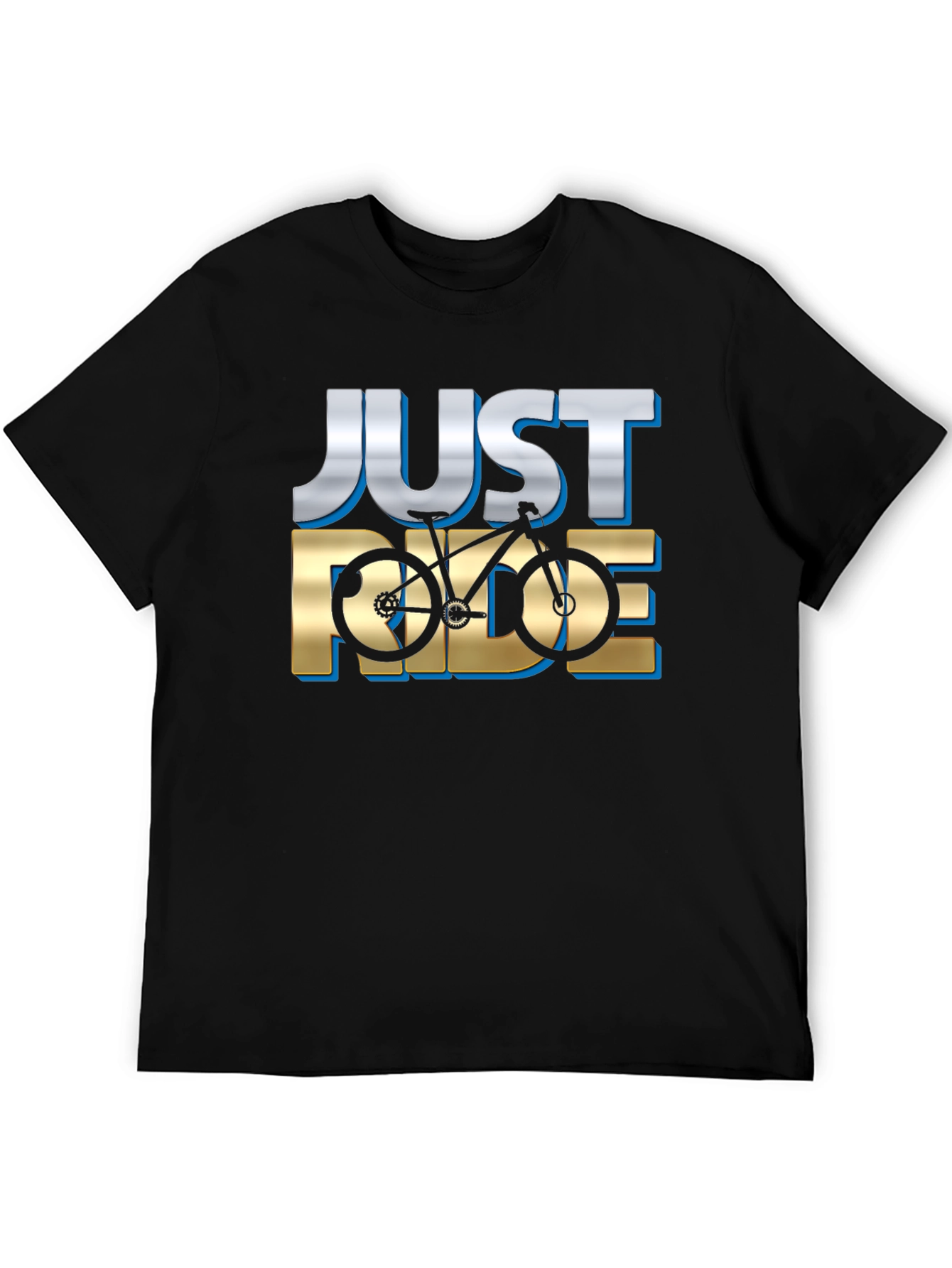 Black Just Ride Bicycle Graphic T-Shirt view 5
