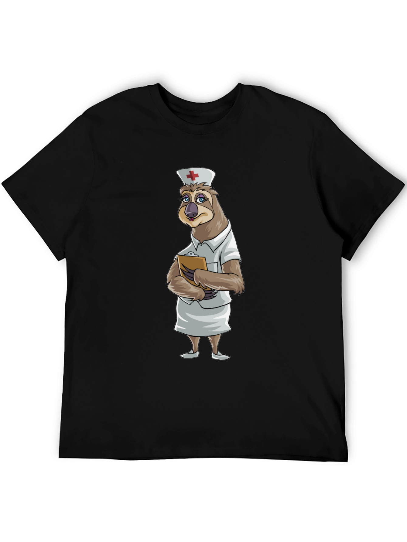 Black Sloth Nurse T-Shirt - Funny Cartoon Animal Tee view 5
