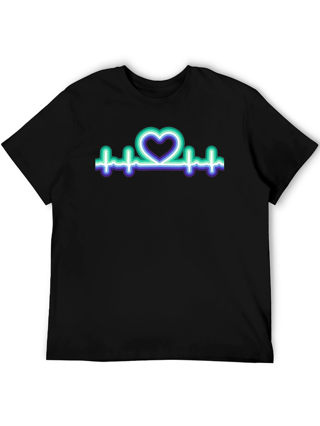 Black Heartbeat Heart T-Shirt view 5