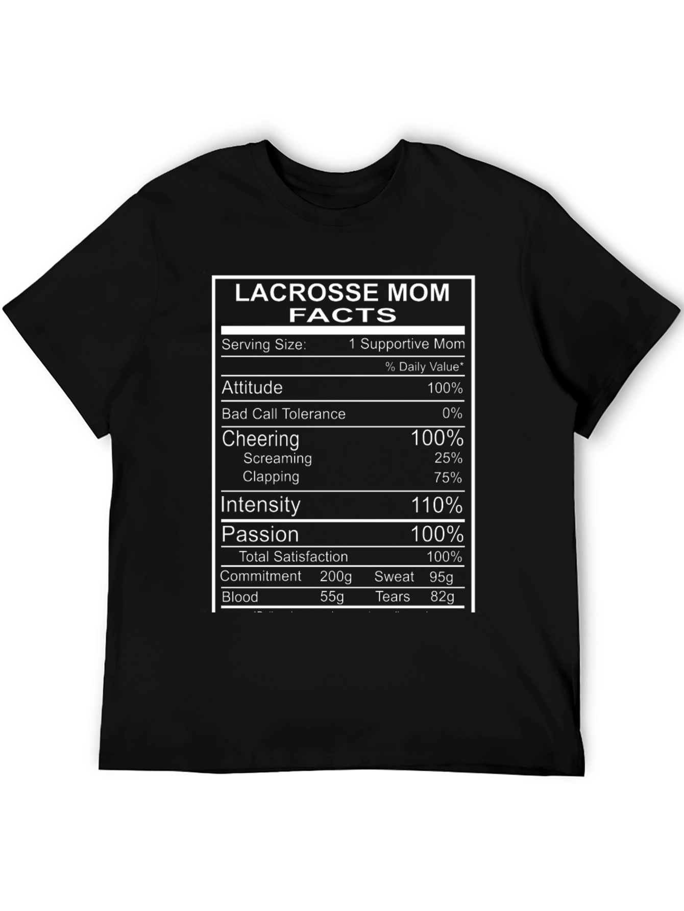 Lacrosse Mom Nutrition Facts T-Shirt - 5