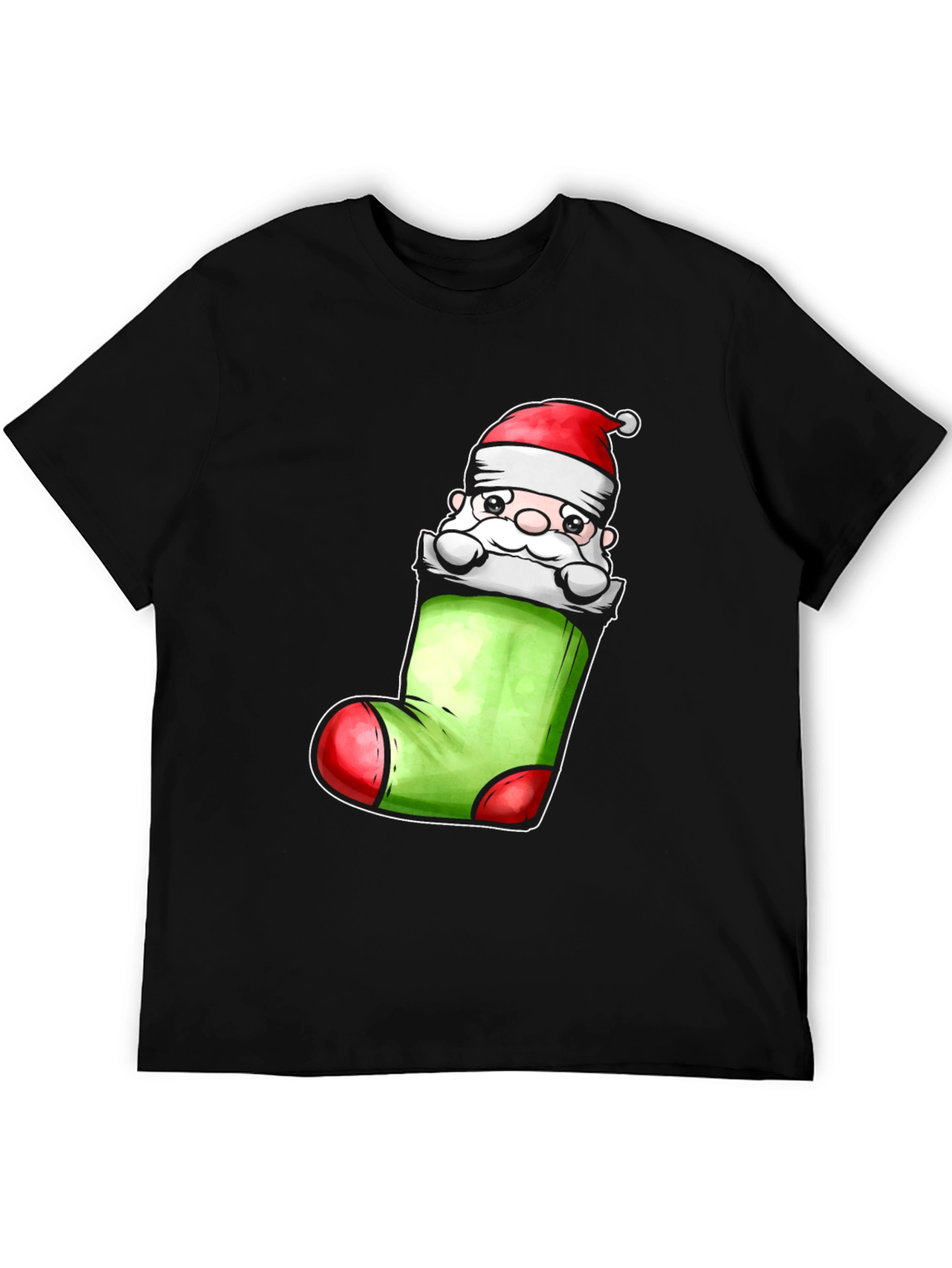 Black Santa in Stocking Graphic Tee view 5