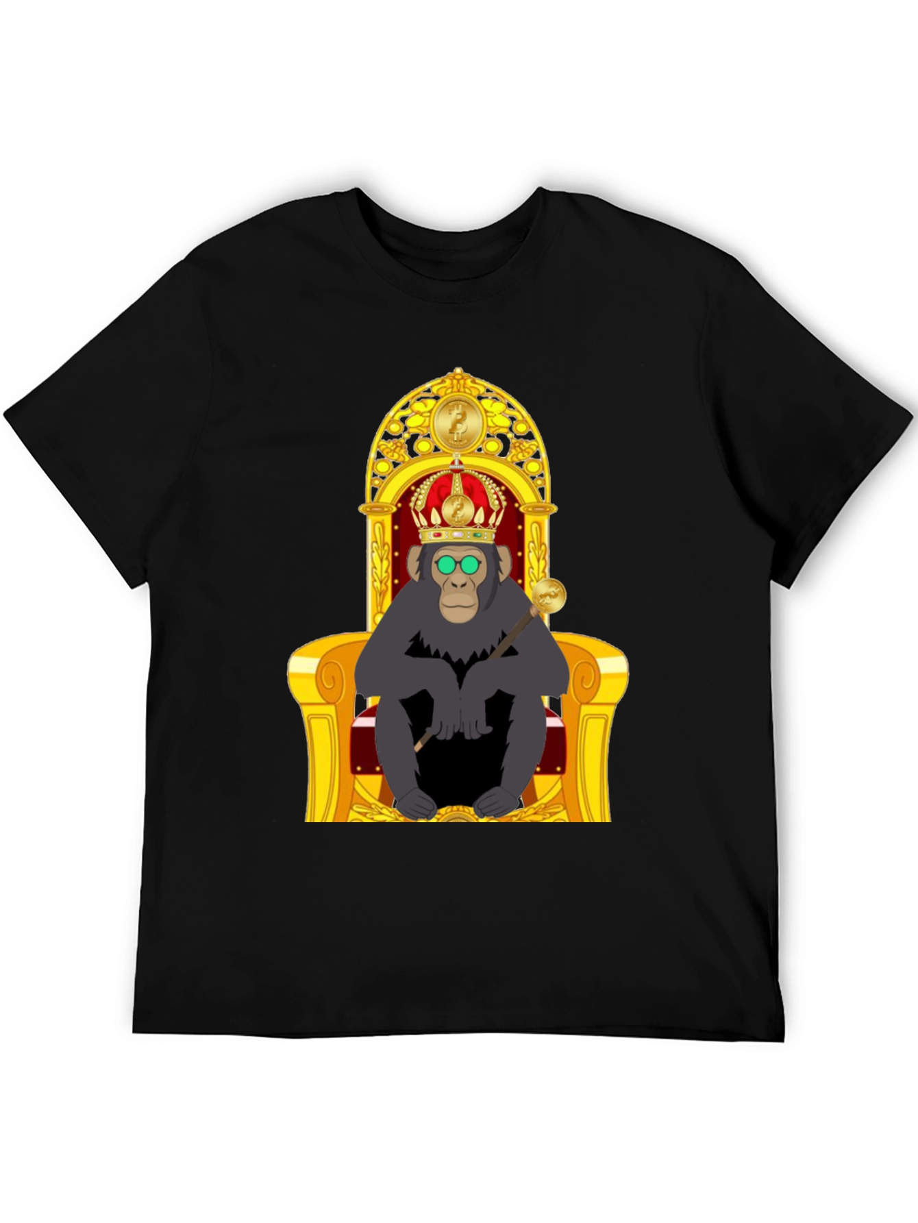 Black Ape King T-Shirt - Cartoon Gorilla on Throne view 5