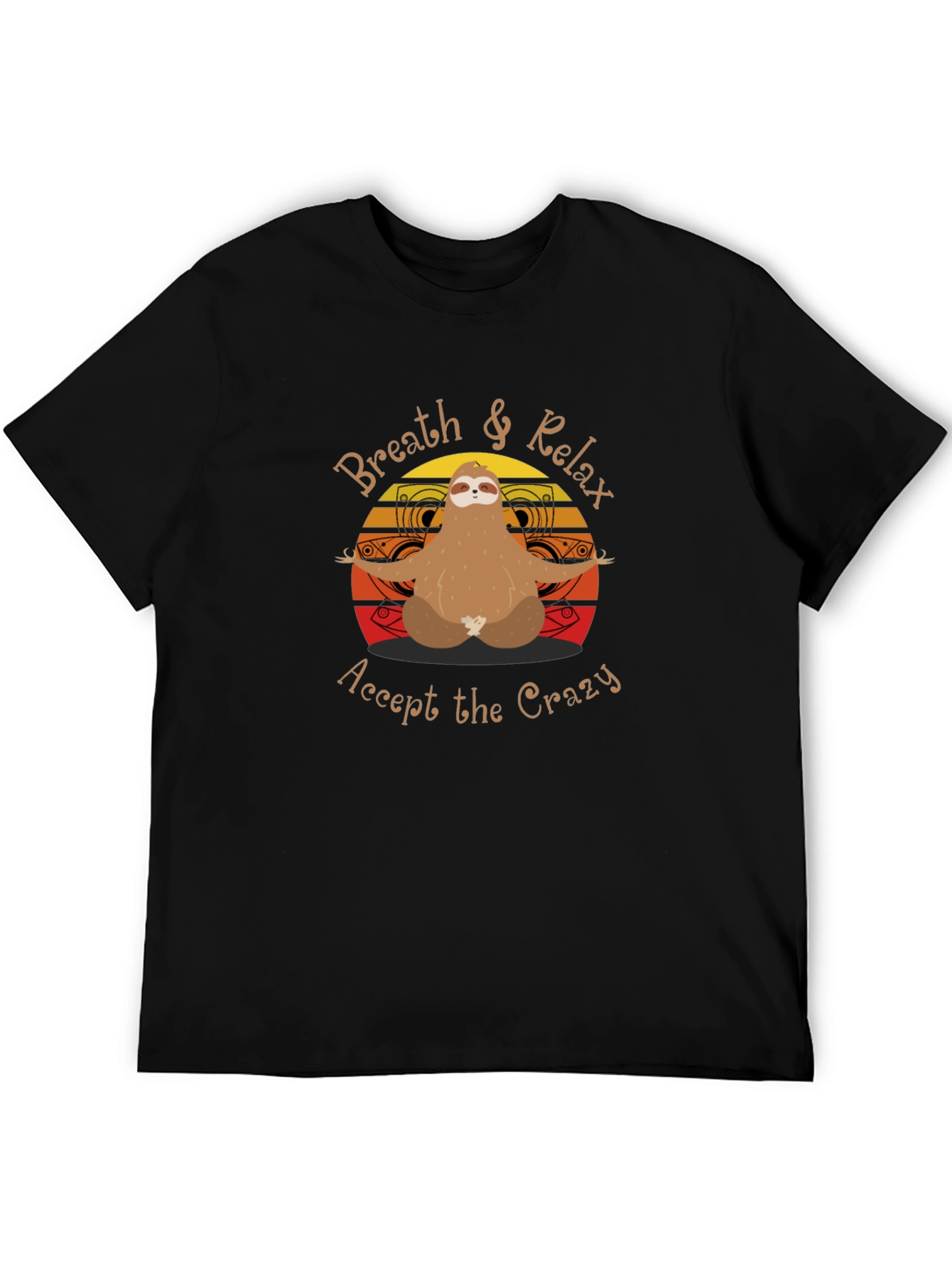 Black Relax Sloth Meditation Graphic Tee view 5