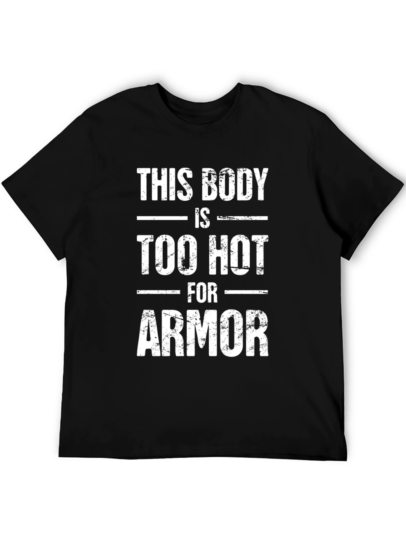 Black Funny "Too Hot For Armor" Graphic T-Shirt view 5