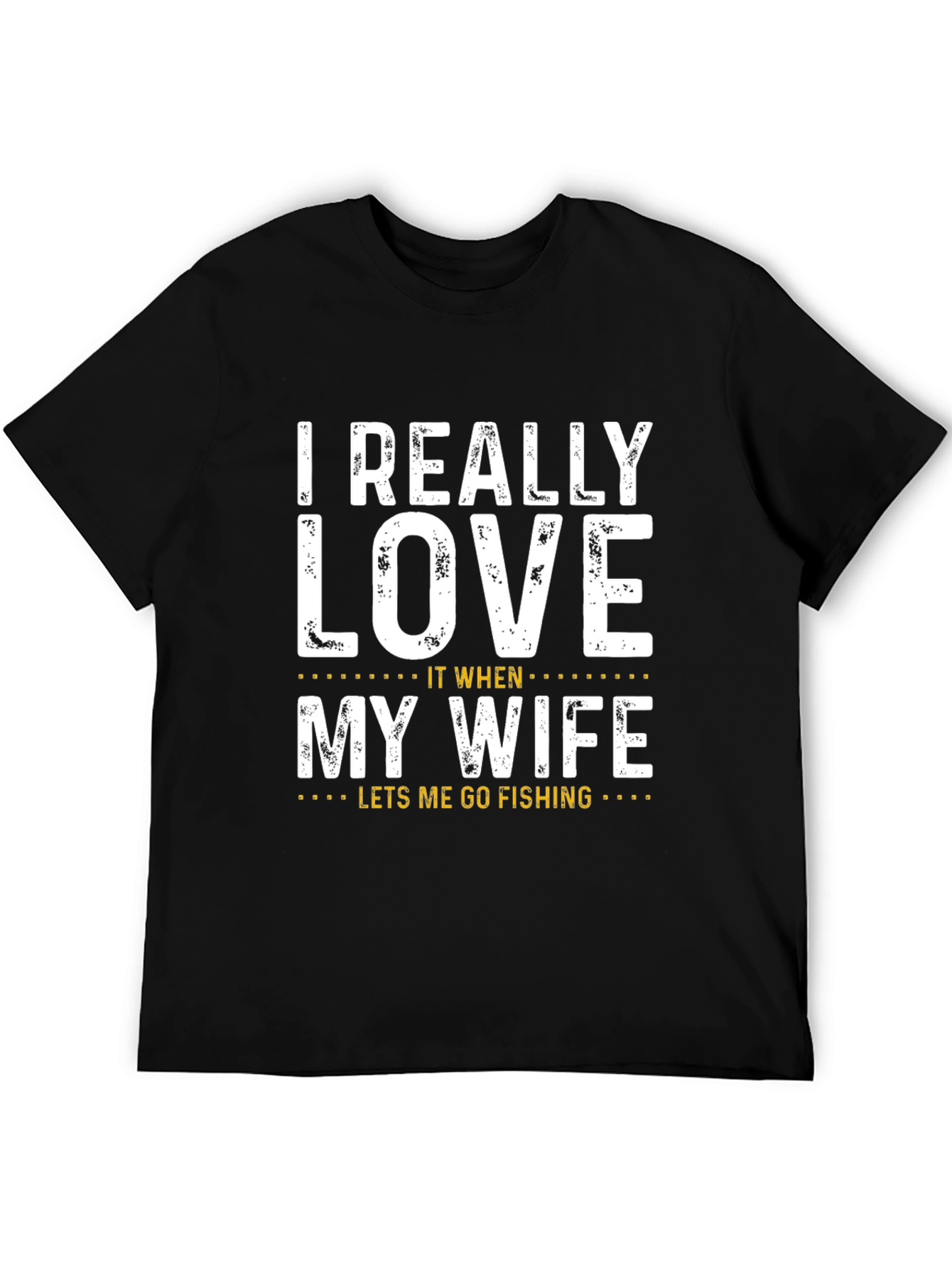 Black Fishing T-Shirt - Funny "Love My Wife" Design, Black view 5