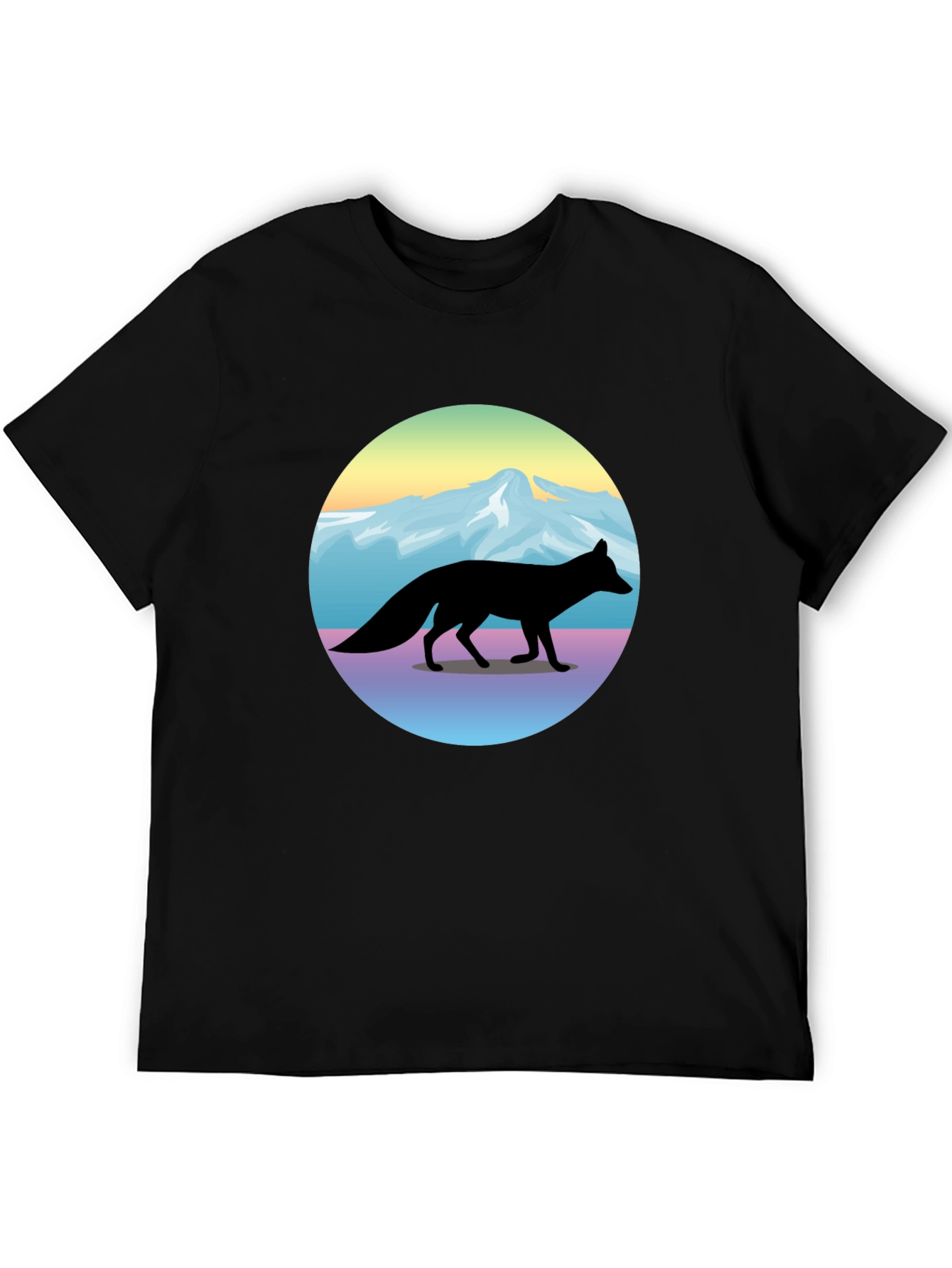 Black Fox Mountainscape Graphic T-Shirt - Unisex Black Tee view 5