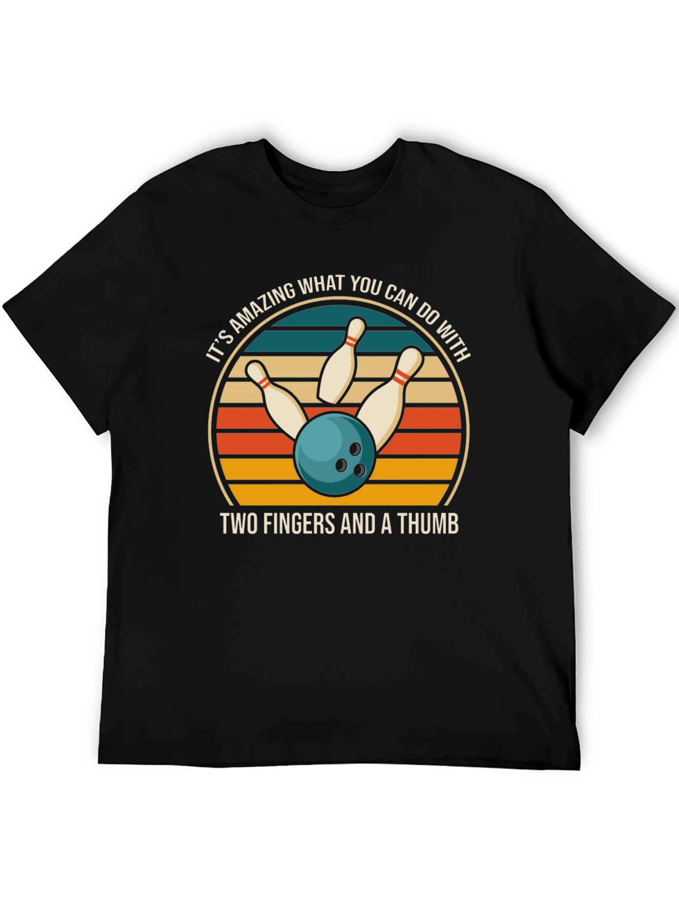 Black Bowling T-Shirt: Two Fingers & A Thumb view 5