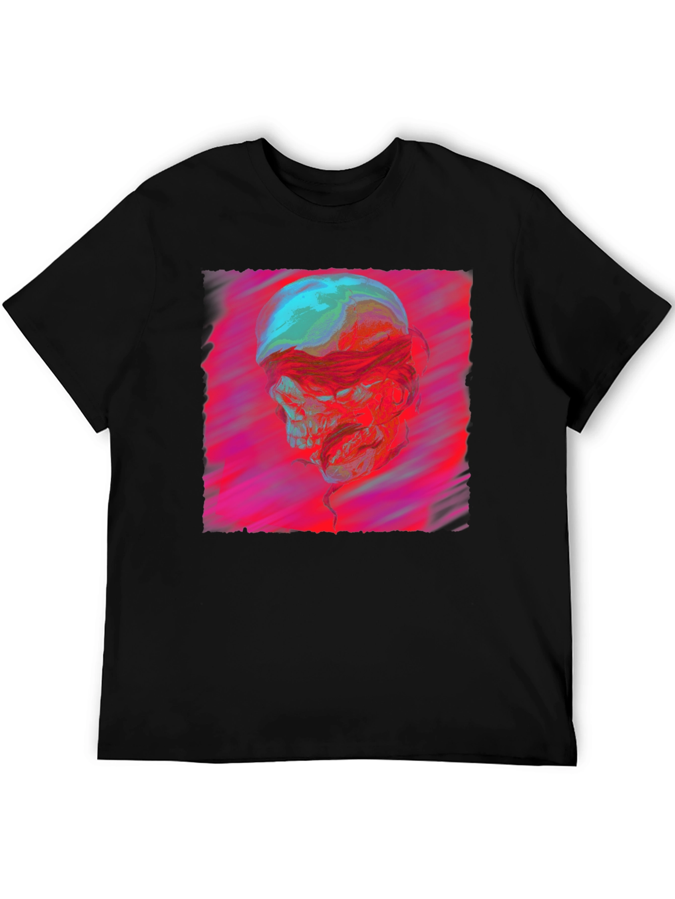 Black Skull Graphic Print Crew Neck T-Shirt view 5
