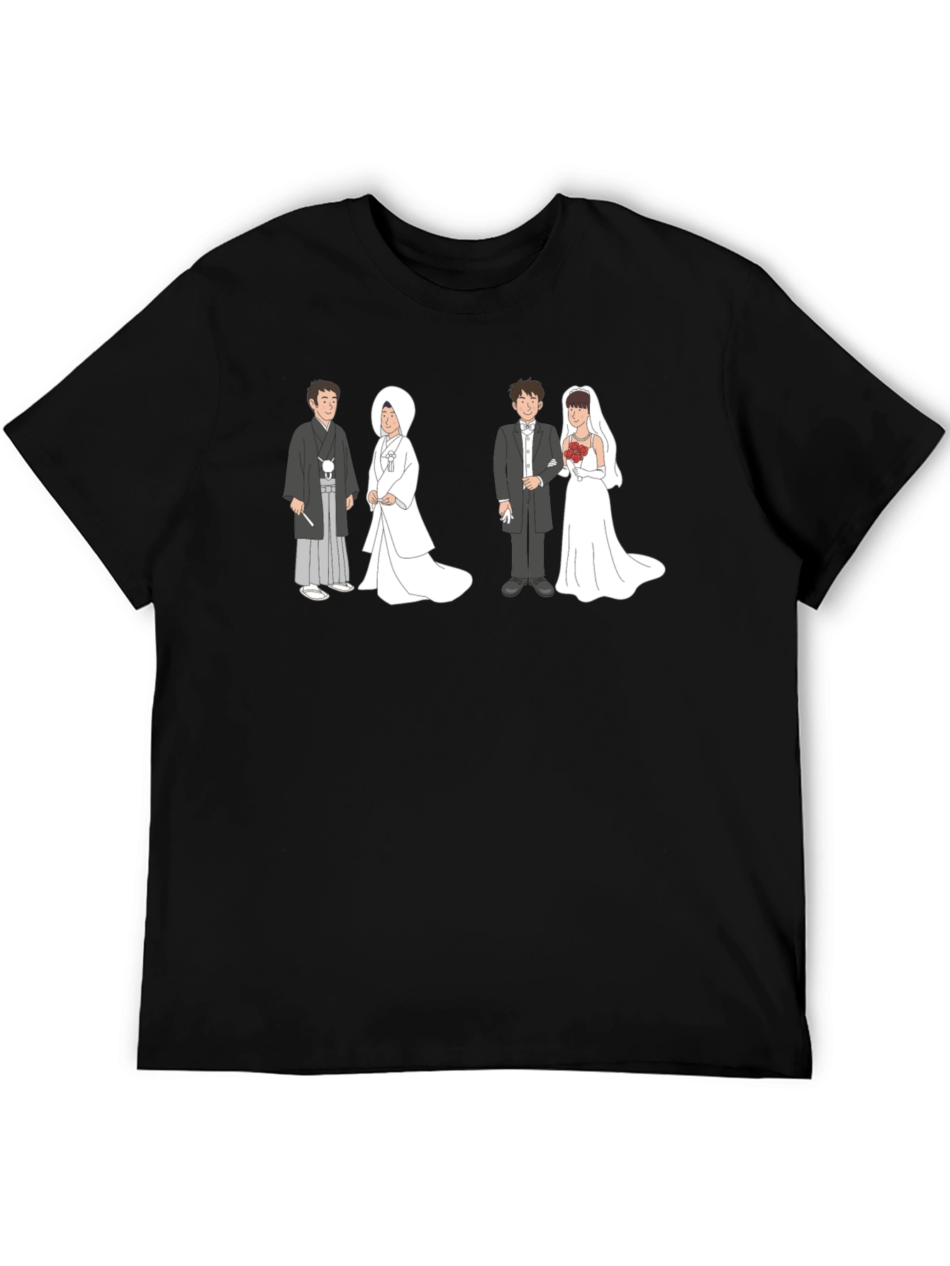 Black Wedding Couple Graphic Tee - Unique Design view 5