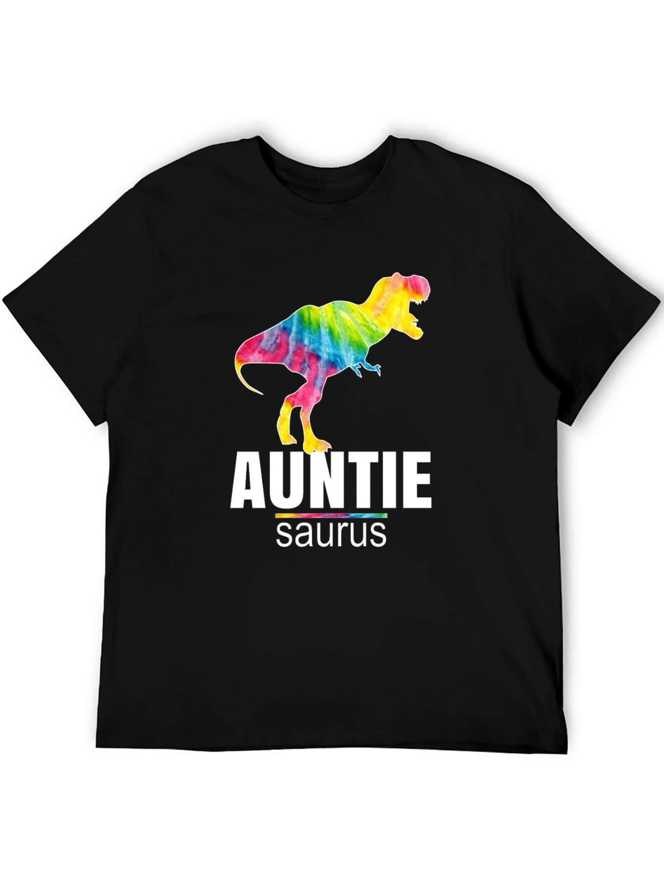 Black Auntie Saurus T-Rex Tie Dye Graphic T-Shirt view 5