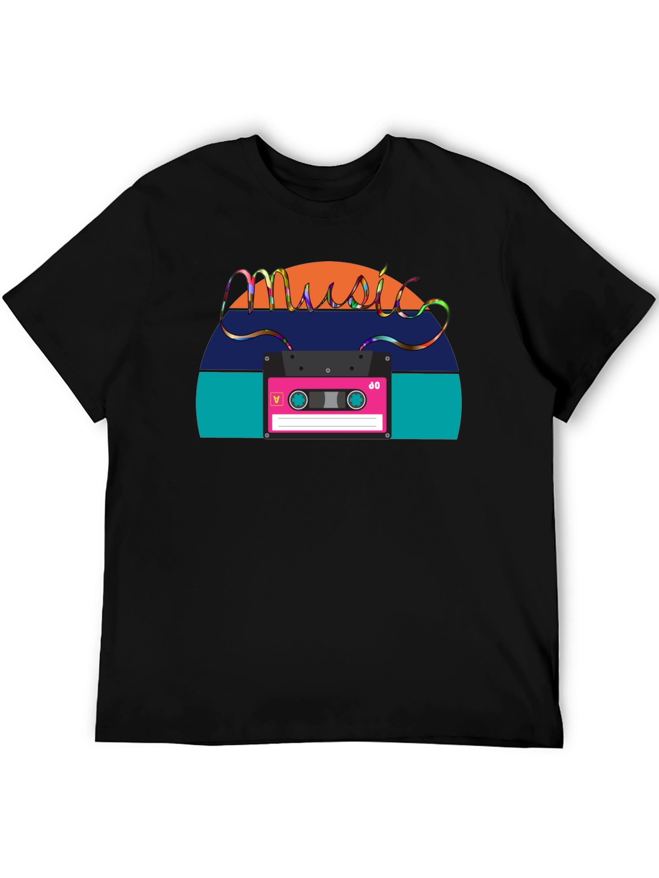 Black Retro Music Cassette T-Shirt - Vintage 80s Style view 5