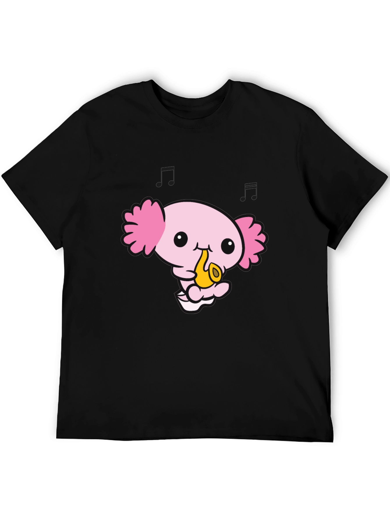 Black Axolotl Saxophone Black T-Shirt view 5