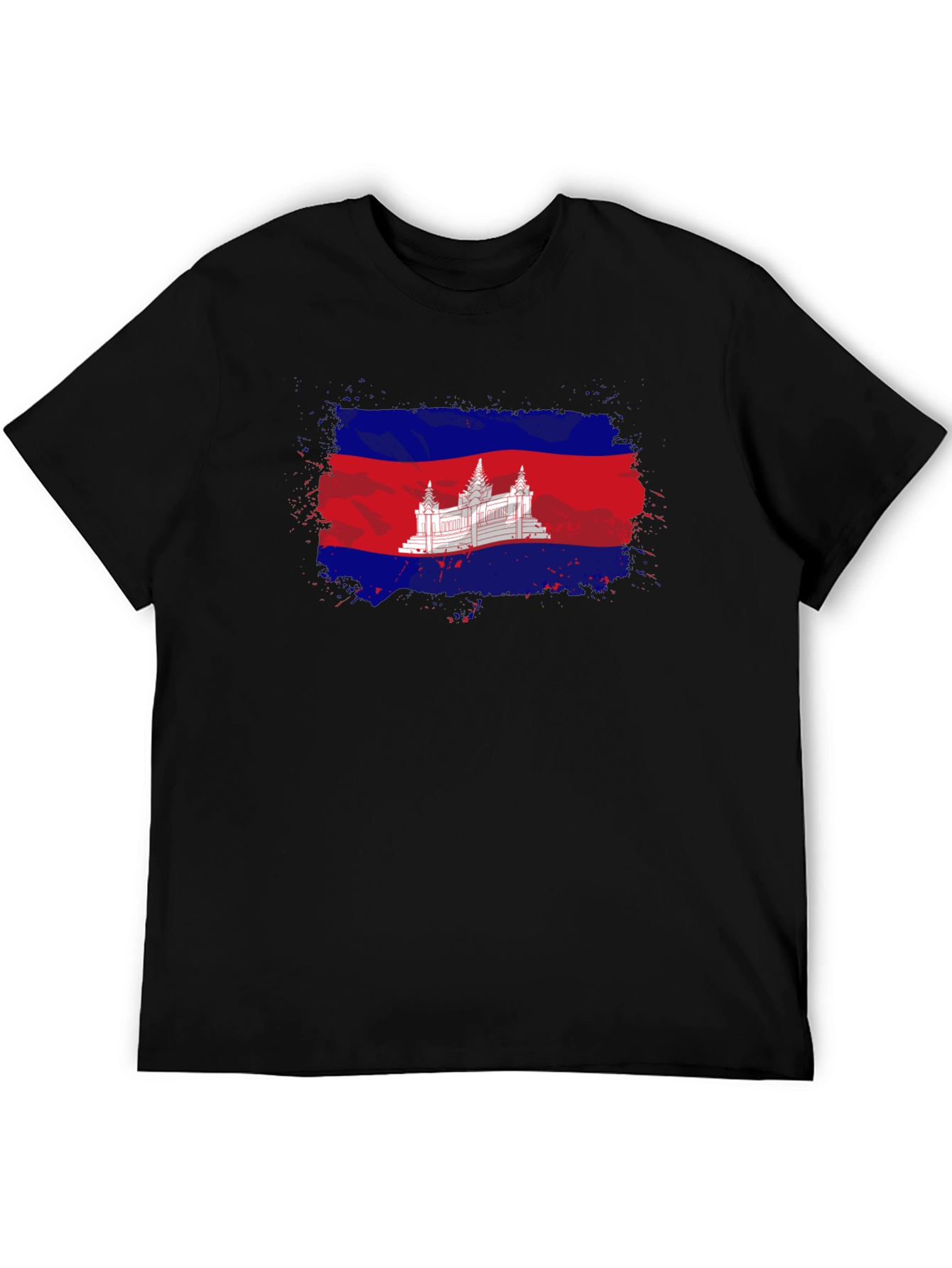 Black Cambodia Flag T-Shirt: Distressed Graphic Tee view 5