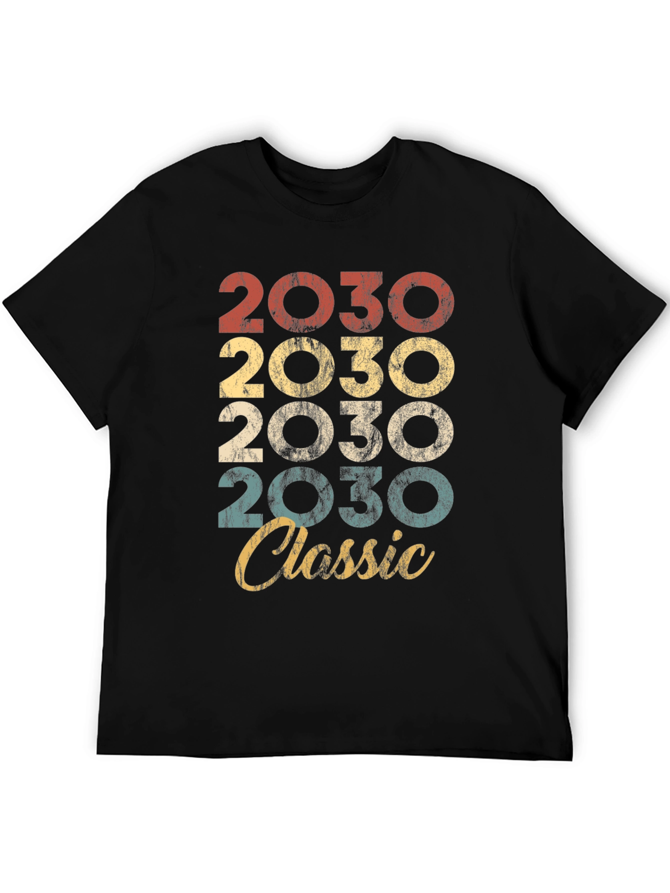 Black 2030 Classic Retro Style T-Shirt view 5