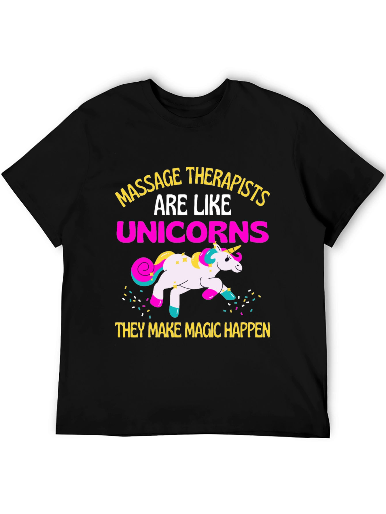 Black Massage Therapists Unicorns Funny Graphic T-Shirt view 5