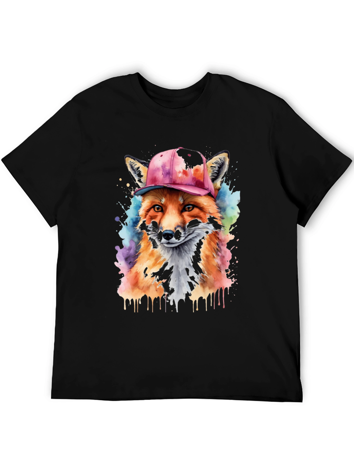 Black Cool Fox Graphic Tee - Men's Black T-Shirt view 5
