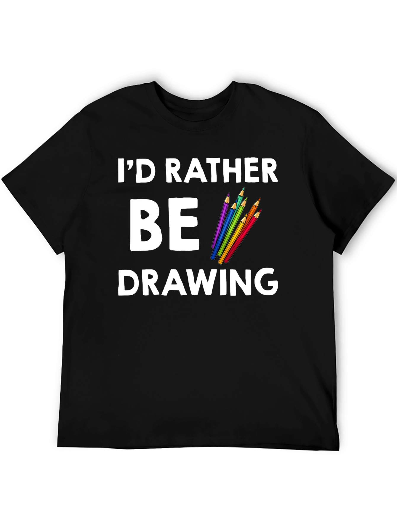 Black I'd Rather Be Drawing Graphic Tee view 5
