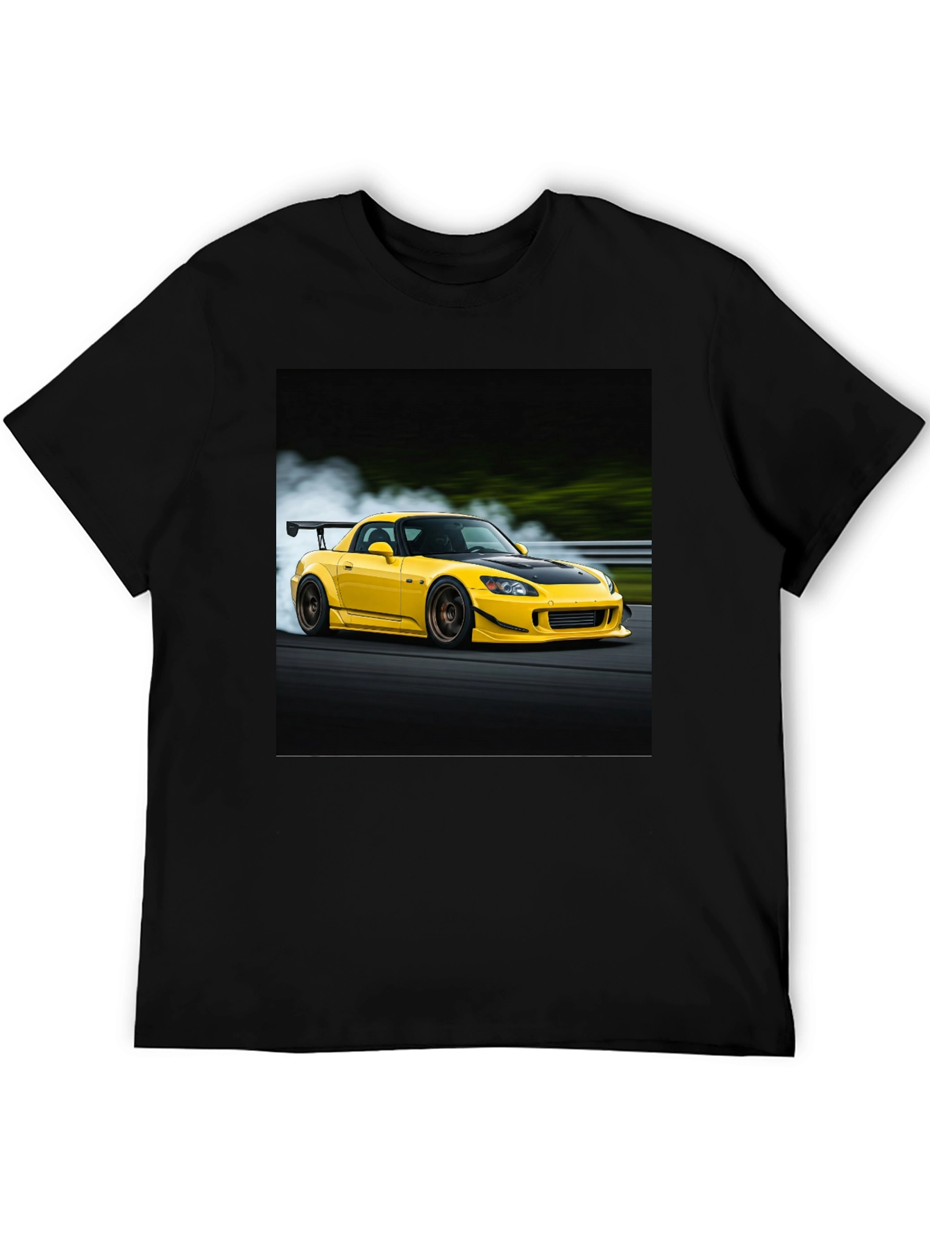 Black Yellow Car Graphic Tee - Black Cotton Blend view 5