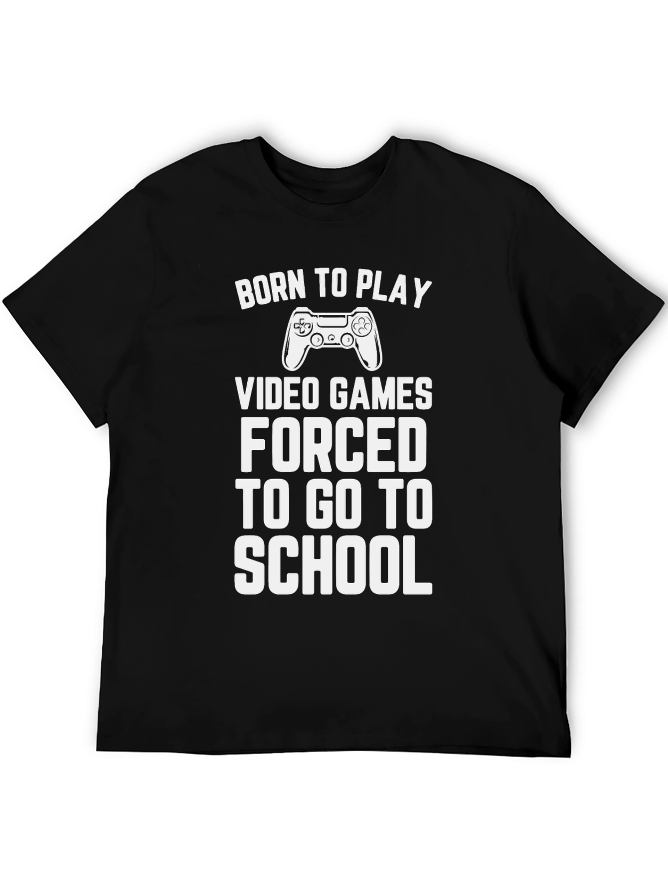 Black Born to Play Video Games Funny Black Graphic Tee view 5
