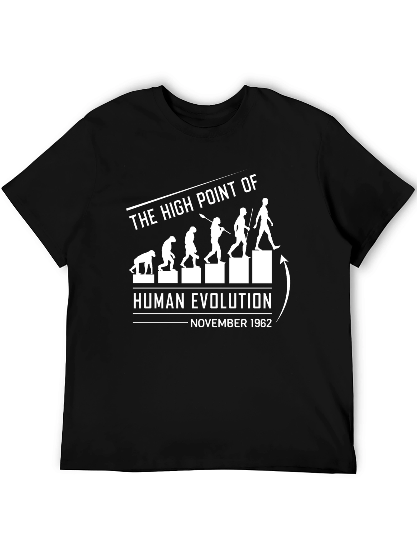 Black Evolution November 1962 Men's Black T-Shirt view 5