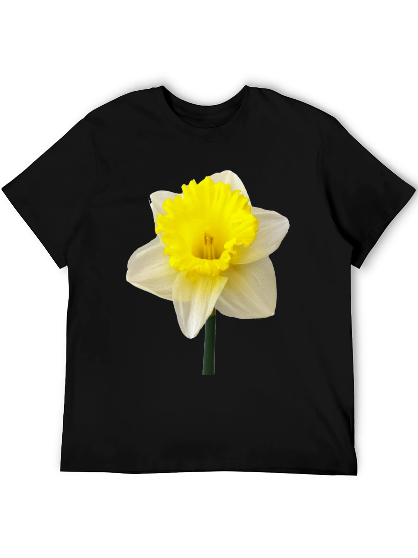 Daffodil Flower Graphic T-Shirt - Black Casual Tee - 5