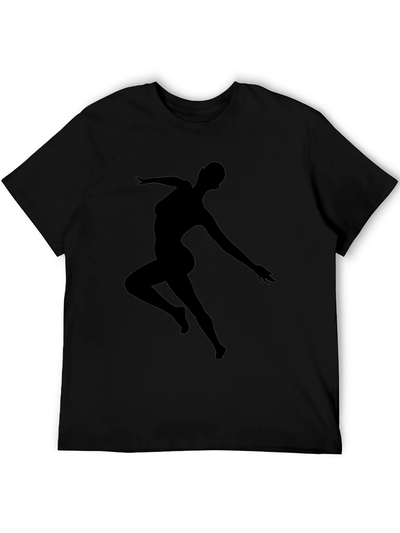 Black Silhouette Dancer Graphic Tee - Black Casual T-Shirt view 5