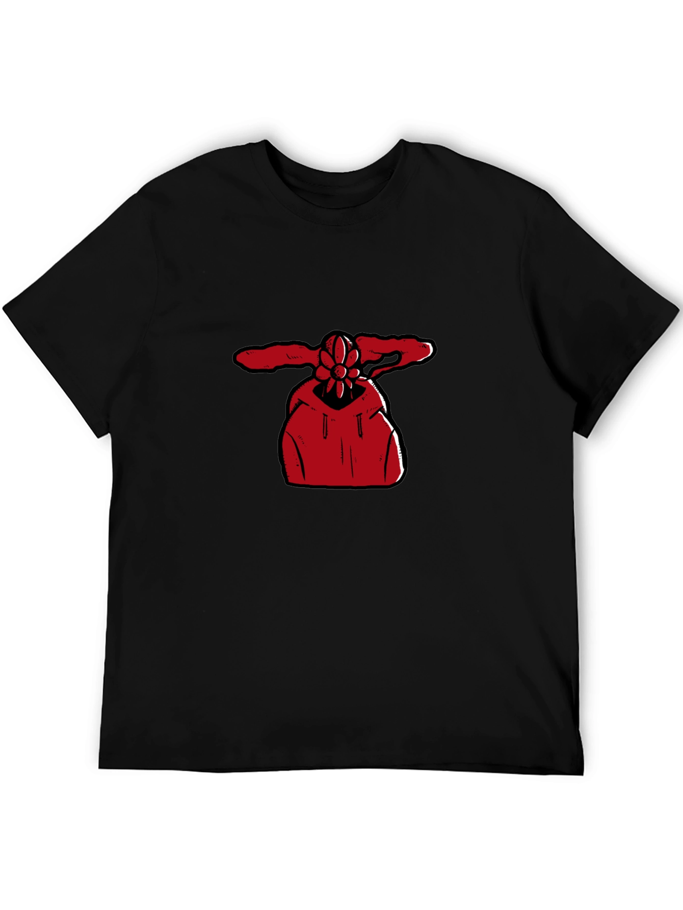 Black Red Flower Hoodie Graphic Black T-Shirt view 5