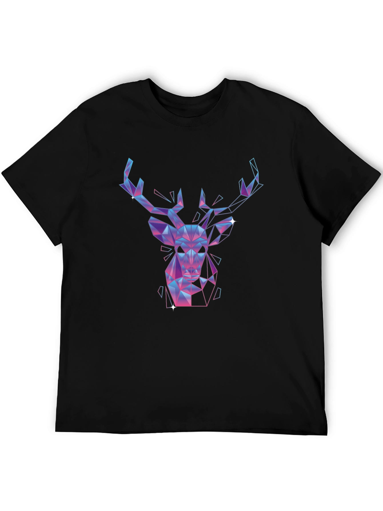 Black Geometric Deer Graphic Tee - Black view 5