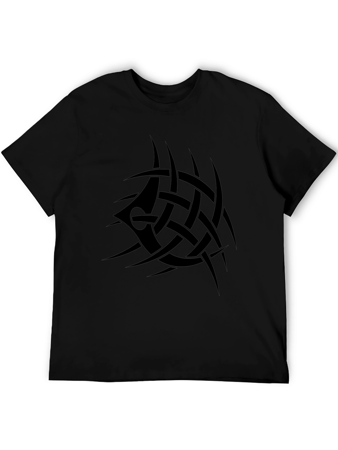 Black Men's Black Tribal Tattoo Graphic T-Shirt view 5