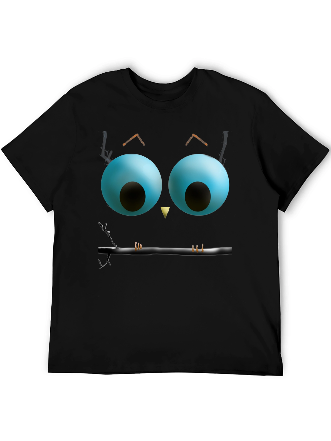 Black Whimsical Owl Face Graphic Tee - Black view 5