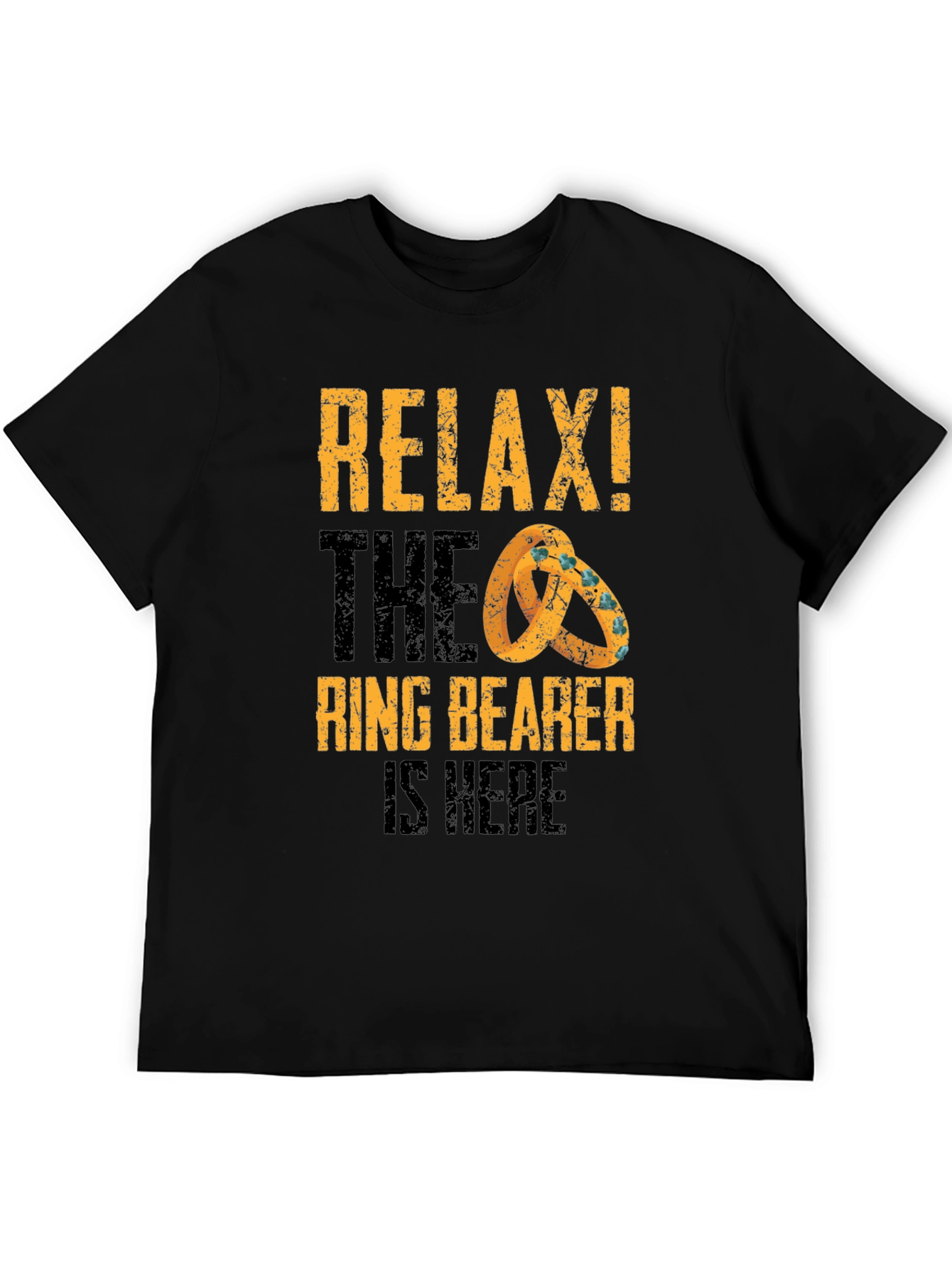 Black Relax! The Ring Bearer Is Here Graphic T-Shirt view 5