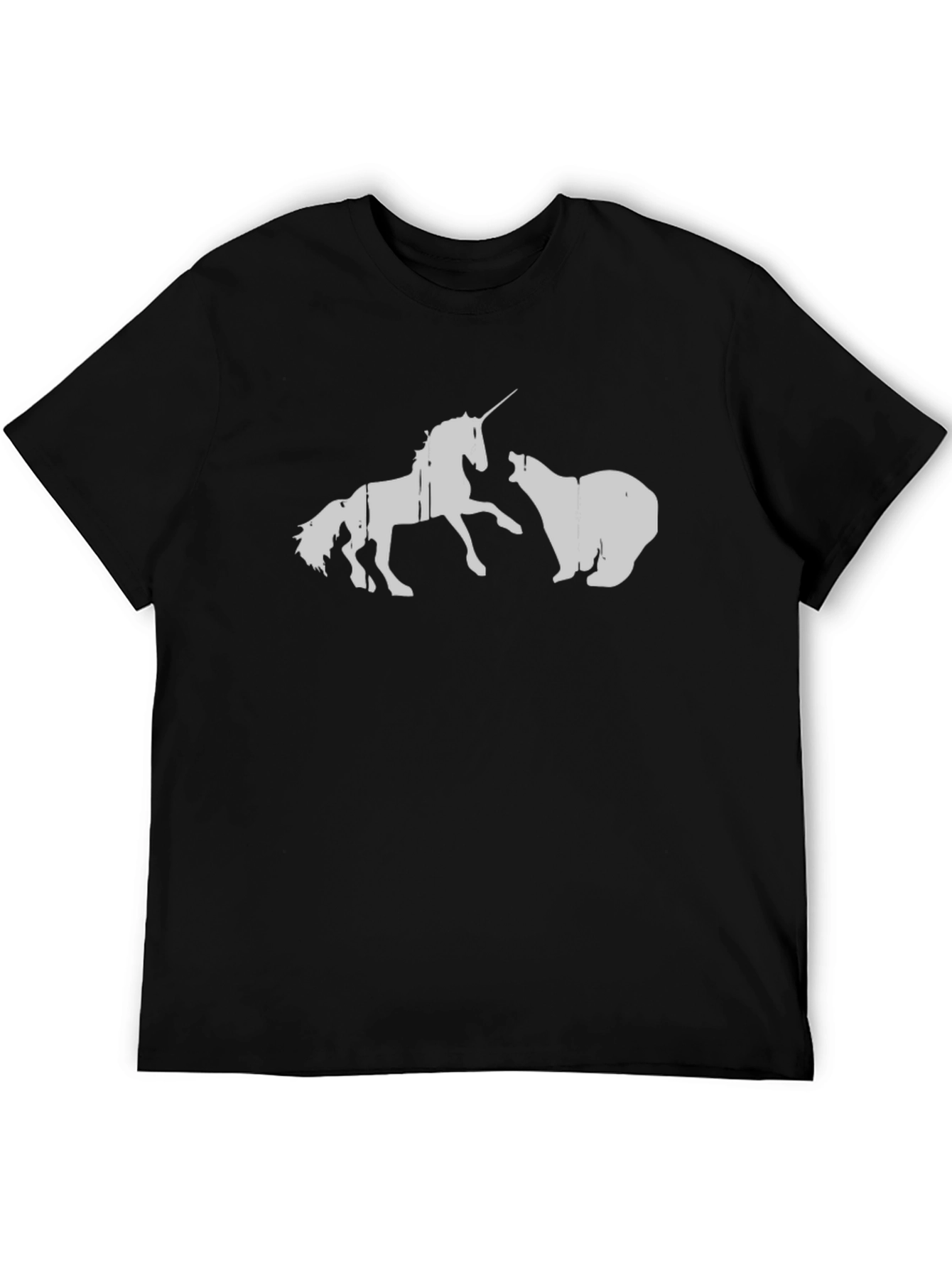 Black Unicorn vs Bear Graphic T-Shirt view 5