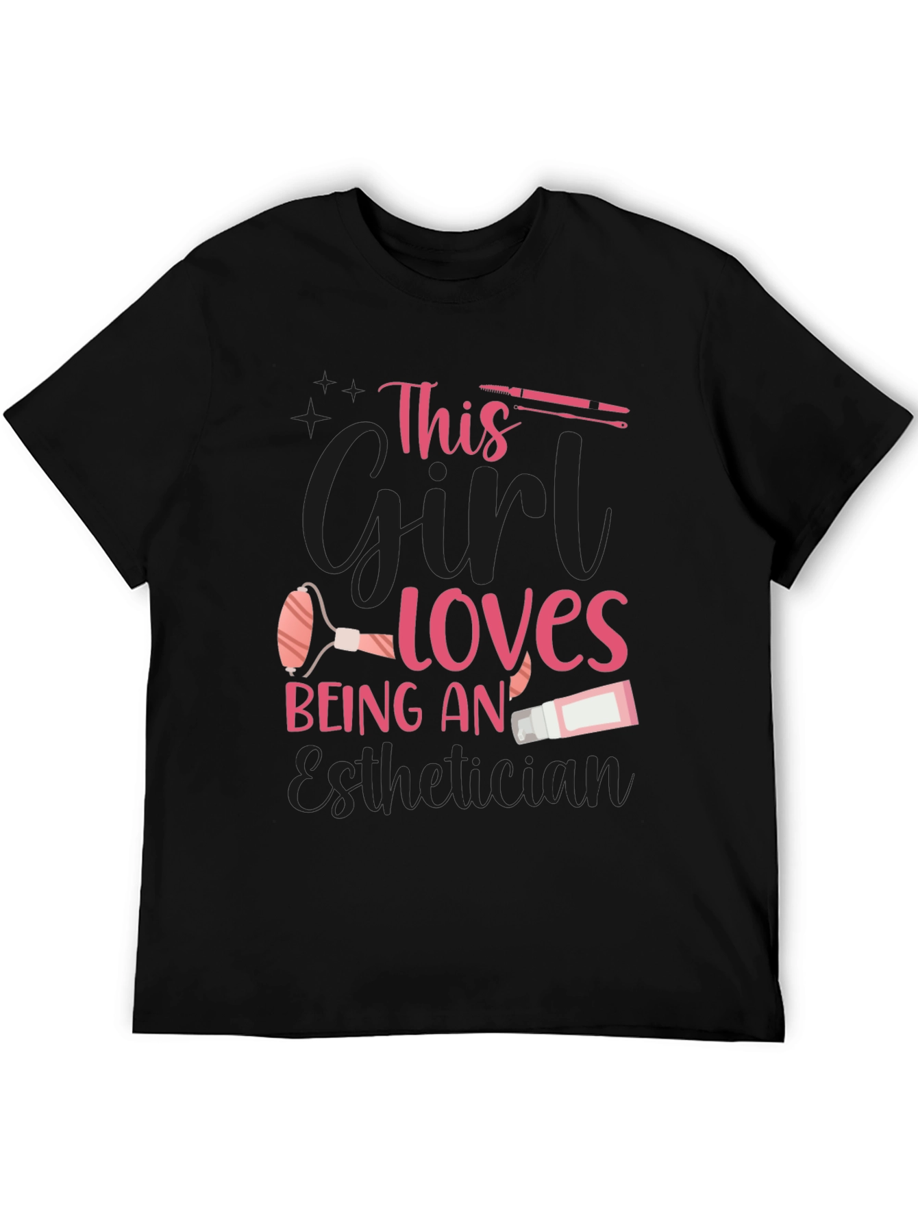 Black Esthetician T-Shirt: "This Girl Loves Being An Esthetician" view 5
