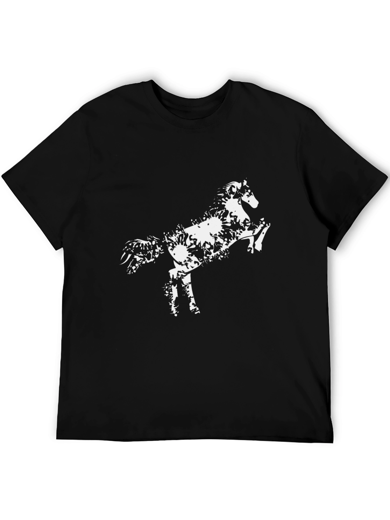 Black Stylish Black Horse Graphic Tee view 5