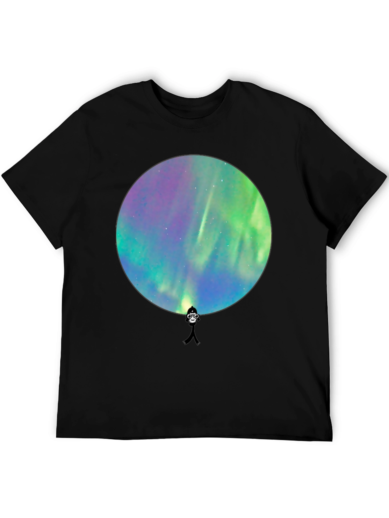 Black Aurora Borealis Silhouette Graphic T-Shirt view 5
