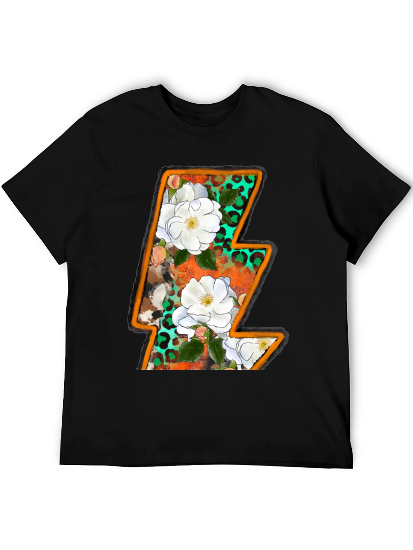 Black Floral Lightning Bolt Graphic Tee view 5