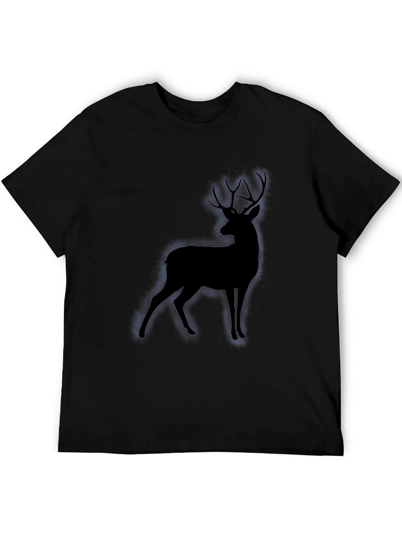 Black Men's Black T-Shirt with Deer Silhouette view 5