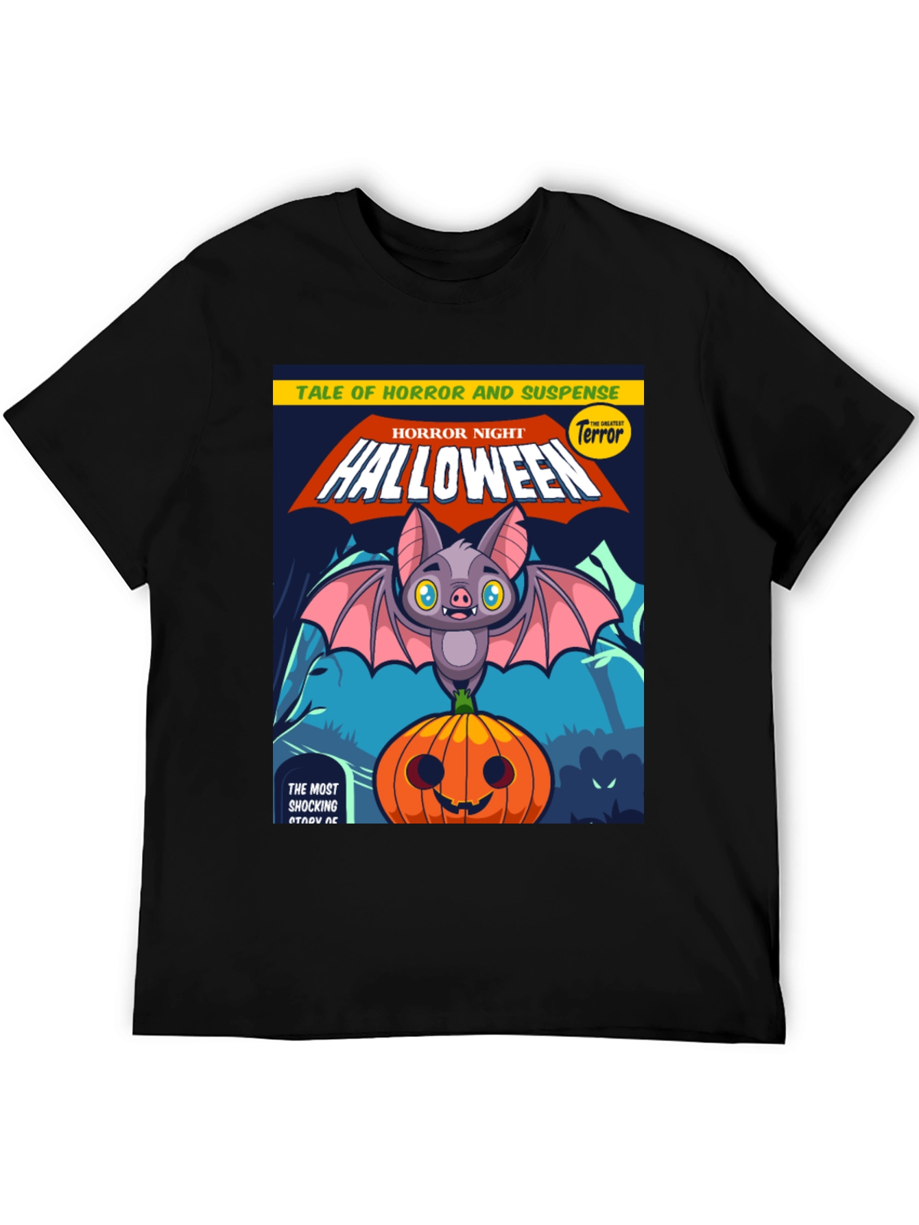 Black Halloween Horror Night T-Shirt view 5