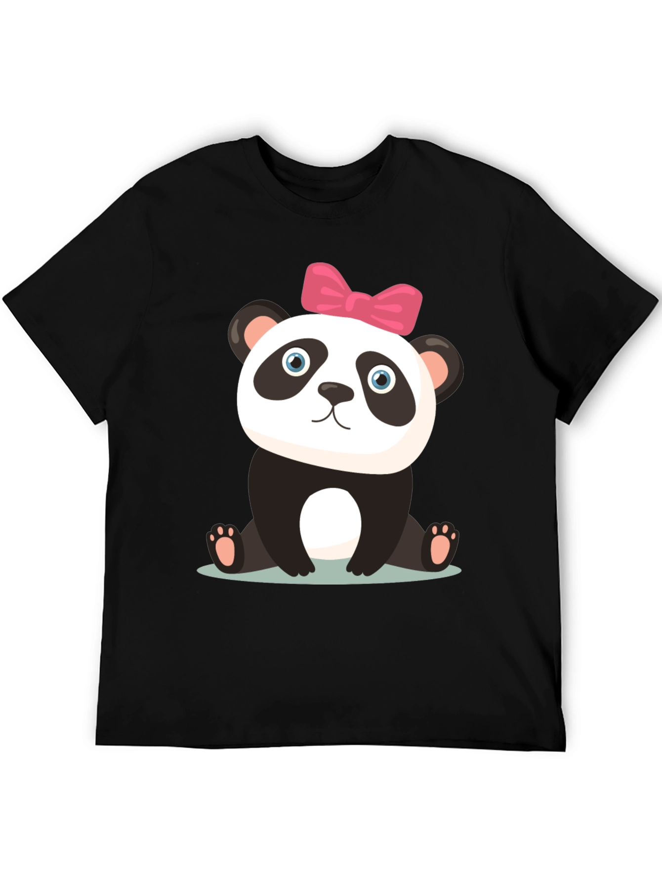 Black Cute Panda Bear Graphic Black T-Shirt view 5